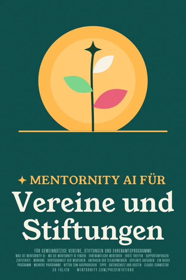 Filmplakat zur Präsentation Mentornity AI für Vereine und Stiftungen