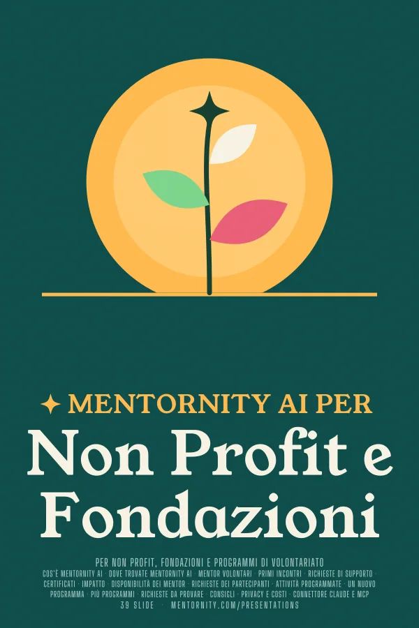 Locandina in stile film della presentazione Mentornity AI per Non Profit e Fondazioni