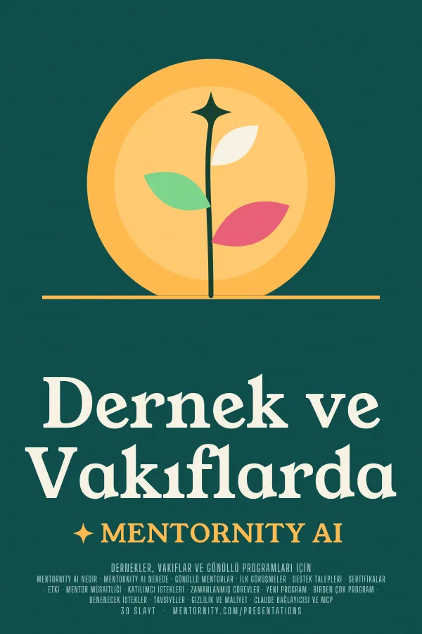 Dernek ve Vakıflarda Mentornity AI sunumu için film afişi tarzında görsel