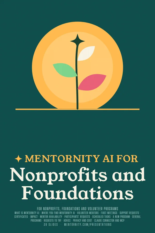 Film-style poster for the Mentornity AI for Nonprofits and Foundations presentation