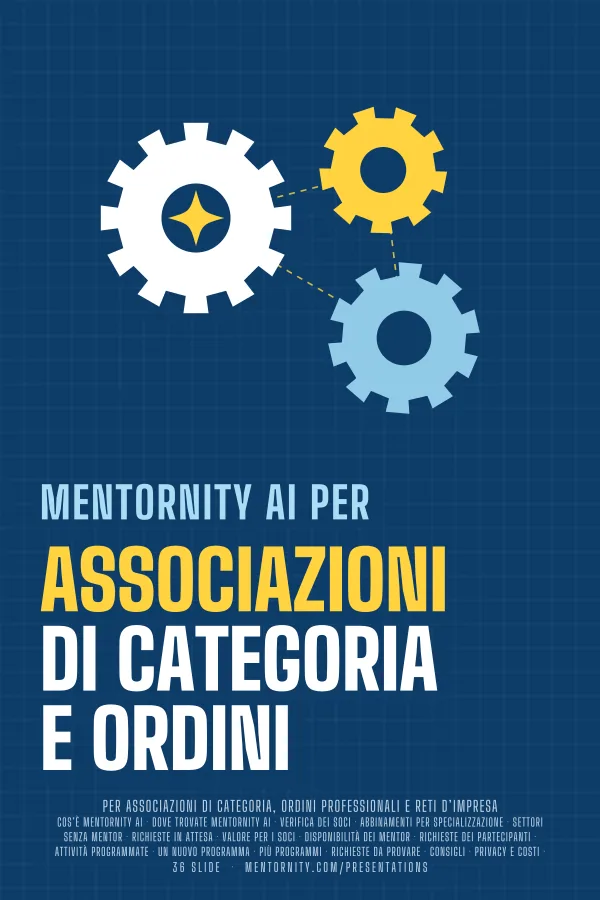 Locandina in stile film della presentazione Mentornity AI per Associazioni di Categoria e Ordini
