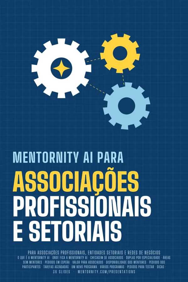 Pôster em estilo de cinema da apresentação Mentornity AI para Associações Profissionais e Setoriais