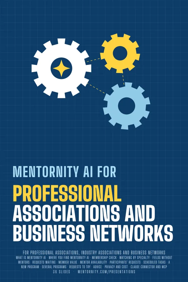 Film-style poster for the Mentornity AI for Professional Associations and Business Networks presentation