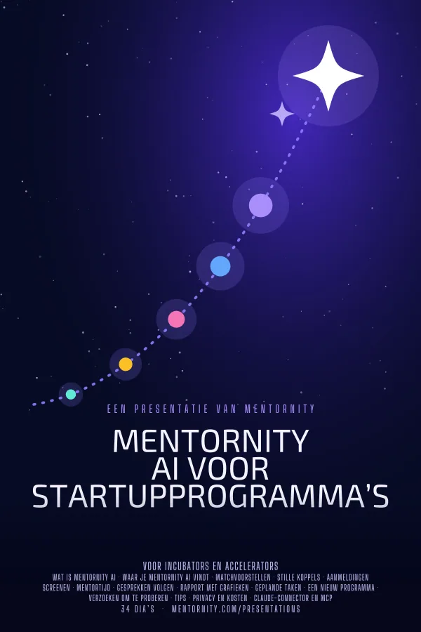 Filmposter voor de presentatie Mentornity AI voor Startupprogramma’s