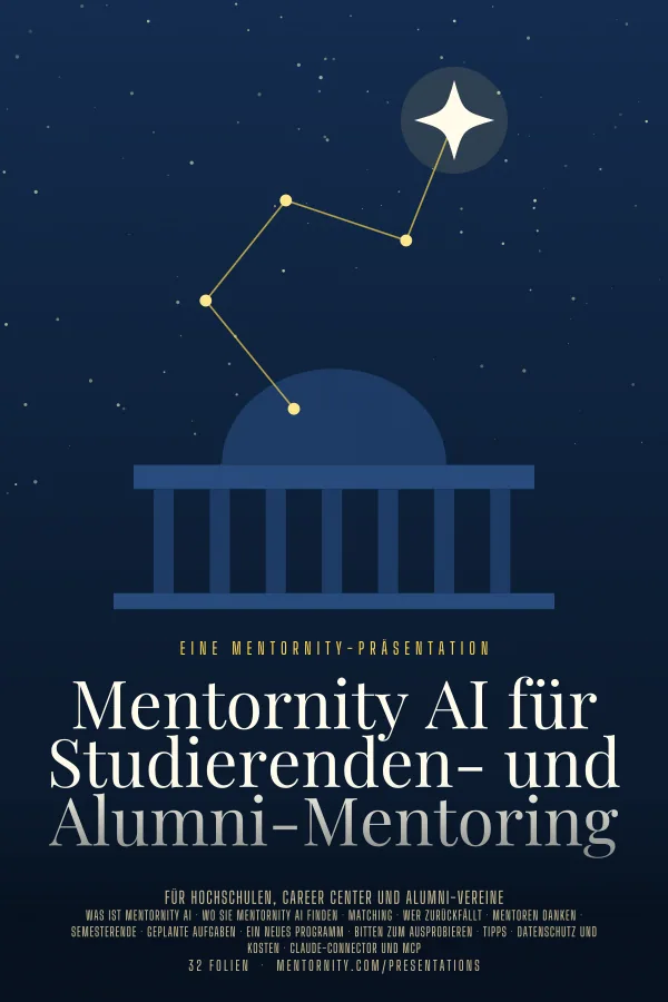 Filmplakat zur Präsentation Mentornity AI für Studierenden- und Alumni-Mentoring