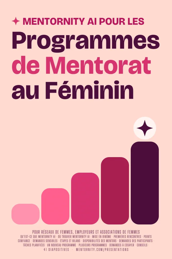 Affiche de film de la présentation Mentornity AI pour les Programmes de Mentorat au Féminin