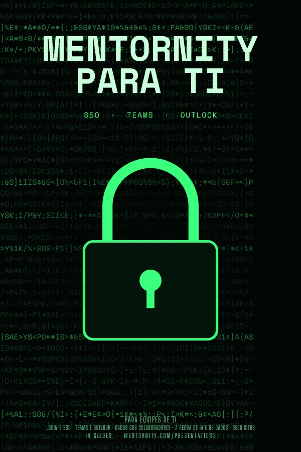 Pôster em estilo de cinema da apresentação Mentornity para TI