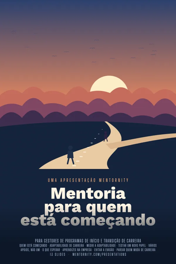 Pôster em estilo de cinema da apresentação Mentoria para quem está começando