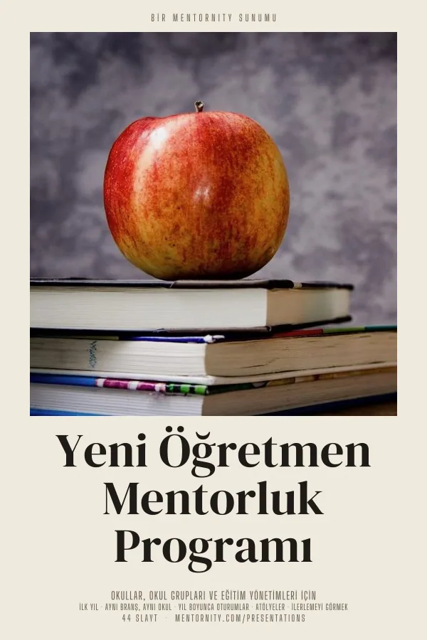 Yeni Öğretmen Mentorluk Programı sunumu için film afişi tarzında görsel