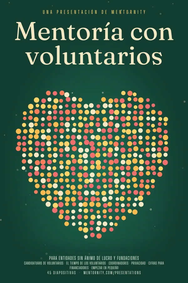 Póster de estilo cinematográfico de la presentación Mentoría con voluntarios