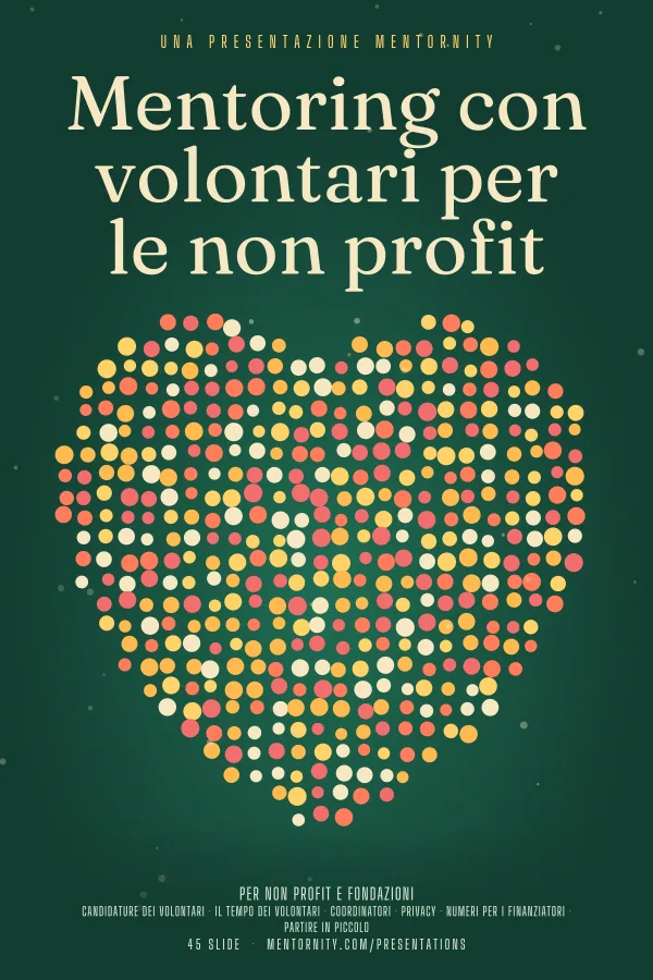 Locandina in stile film della presentazione Mentoring con volontari per le non profit