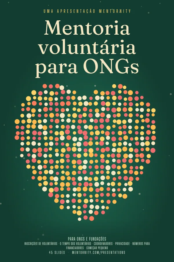 Pôster em estilo de cinema da apresentação Mentoria voluntária para ONGs