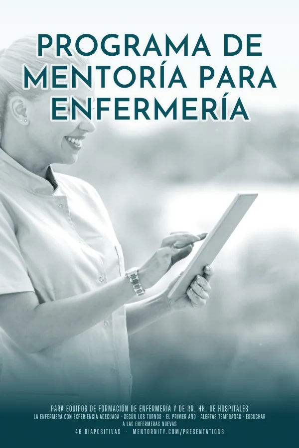 Póster de estilo cinematográfico de la presentación Programa de mentoría para enfermería