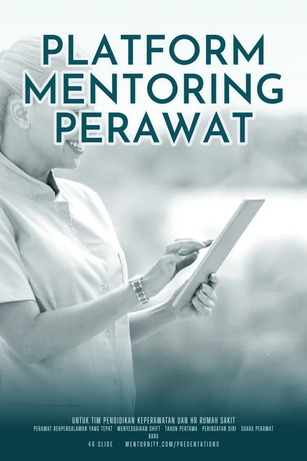 Poster bergaya film untuk presentasi Platform Mentoring Perawat