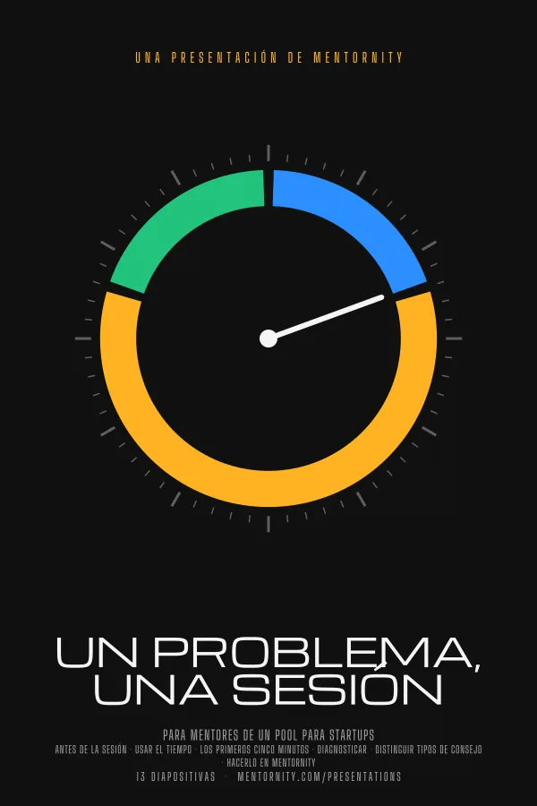Póster de estilo cinematográfico de la presentación Un problema, una sesión