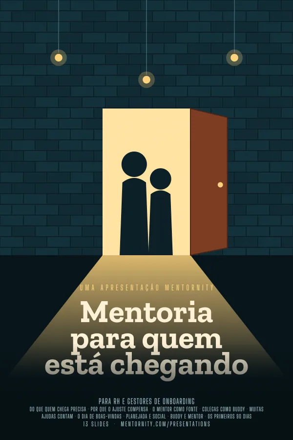 Pôster em estilo de cinema da apresentação Mentoria para quem está chegando