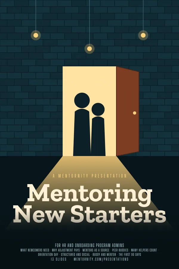 Film-style poster for the Mentoring New Starters presentation