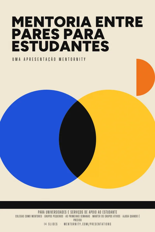 Pôster em estilo de cinema da apresentação Mentoria entre pares para estudantes