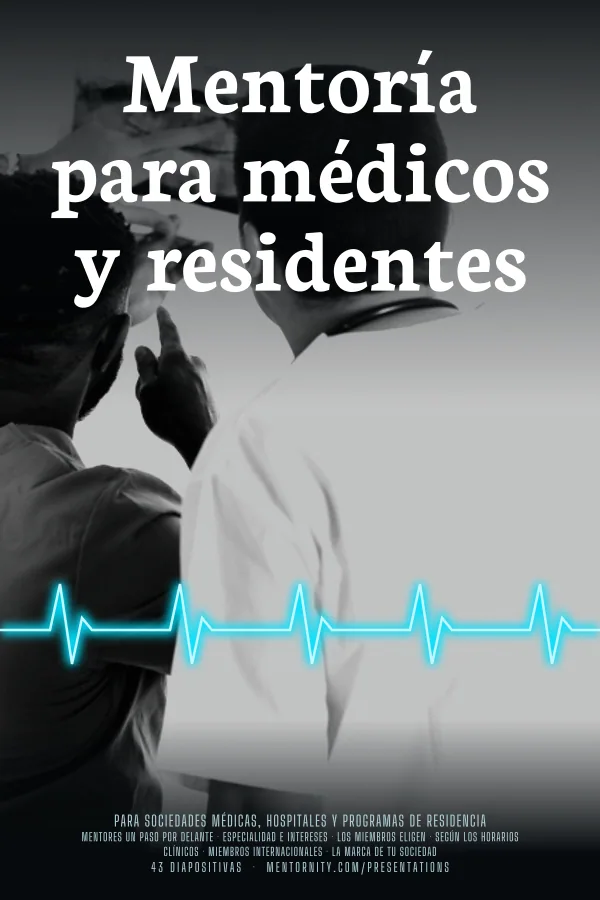 Póster de estilo cinematográfico de la presentación Mentoría para médicos y residentes