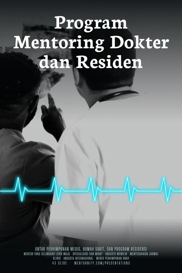 Poster bergaya film untuk presentasi Program Mentoring Dokter dan Residen