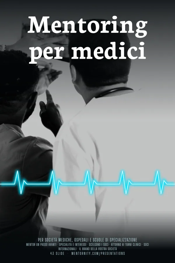 Locandina in stile film della presentazione Mentoring per medici