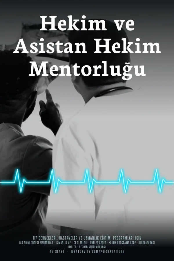 Hekim ve Asistan Hekim Mentorluğu sunumu için film afişi tarzında görsel
