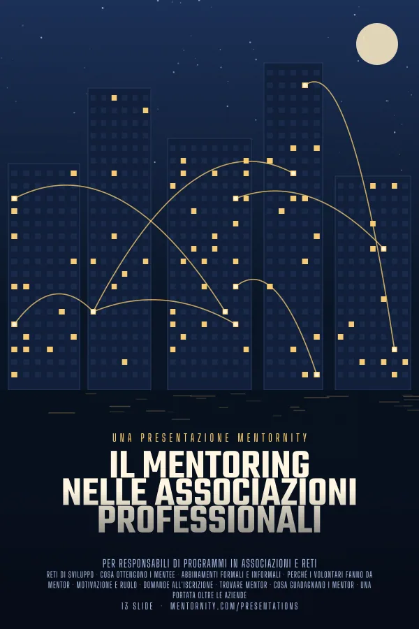 Locandina in stile film della presentazione Il mentoring nelle associazioni professionali