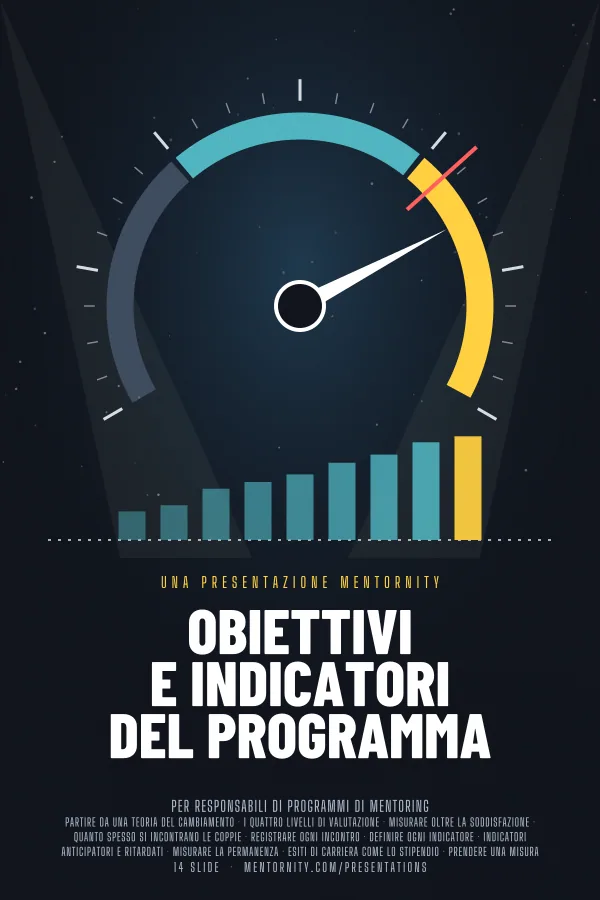 Locandina in stile film della presentazione Obiettivi e indicatori del programma