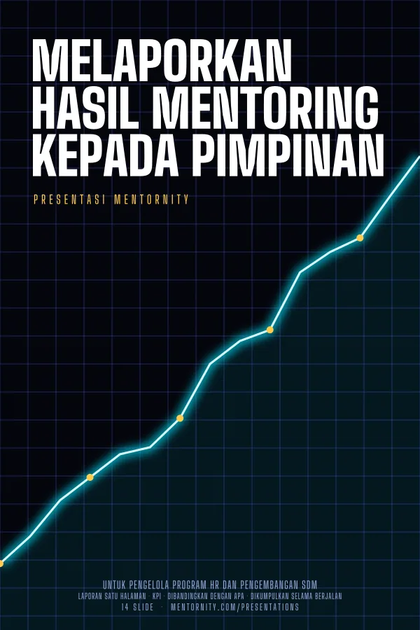 Poster bergaya film untuk presentasi Melaporkan Hasil Mentoring kepada Pimpinan