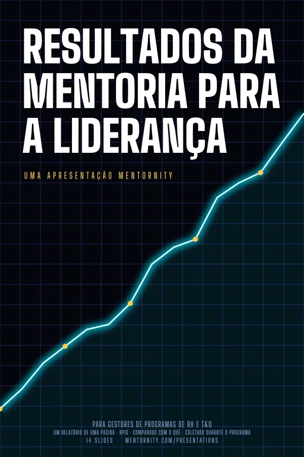 Pôster em estilo de cinema da apresentação Resultados da mentoria para a liderança