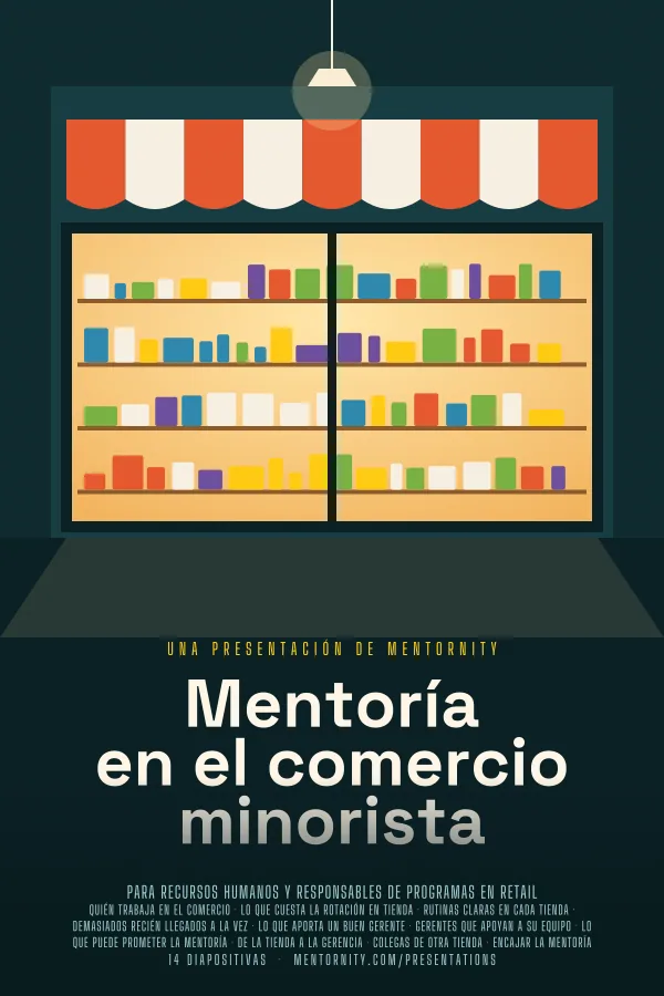 Póster de estilo cinematográfico de la presentación Mentoría en el comercio minorista