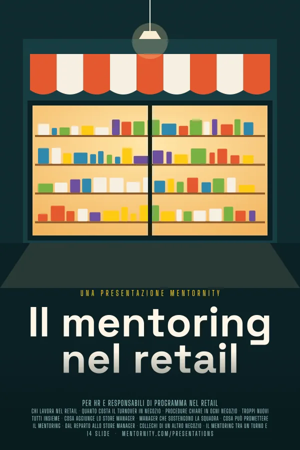 Locandina in stile film della presentazione Il mentoring nel retail