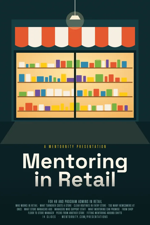 Film-style poster for the Mentoring in Retail presentation