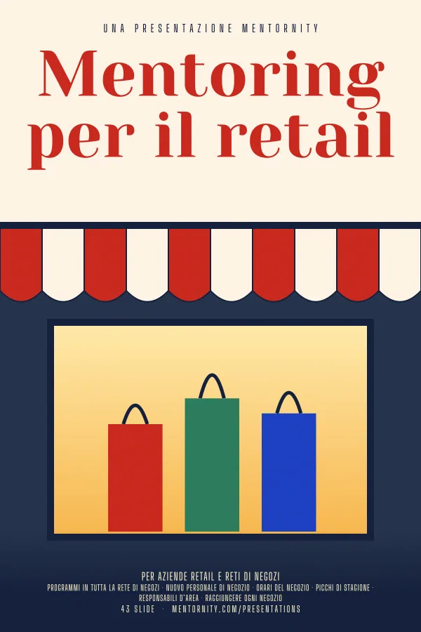 Locandina in stile film della presentazione Mentoring per il retail