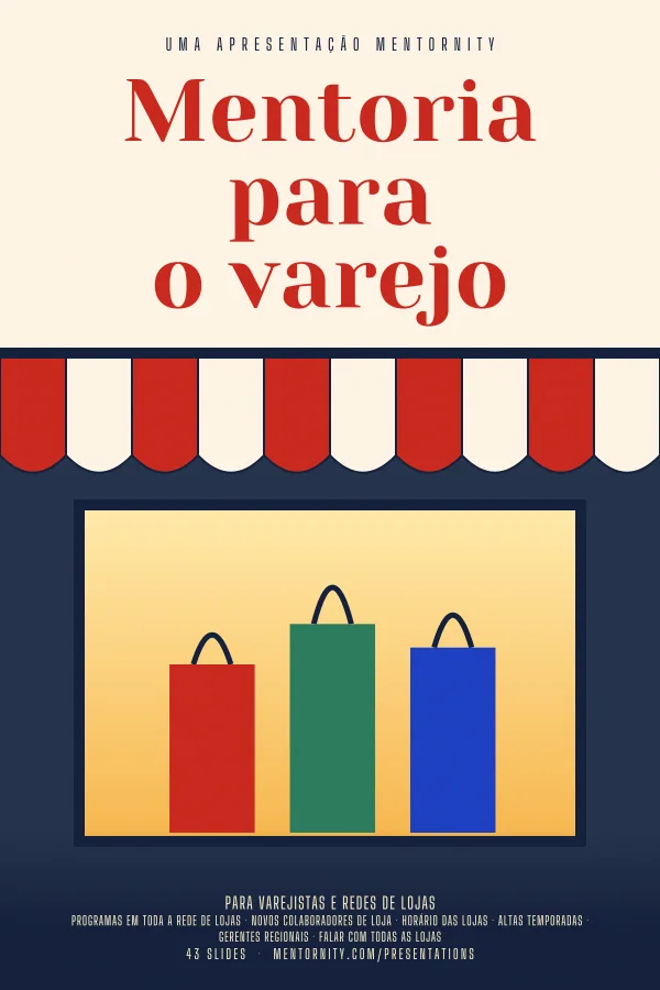 Pôster em estilo de cinema da apresentação Mentoria para o varejo