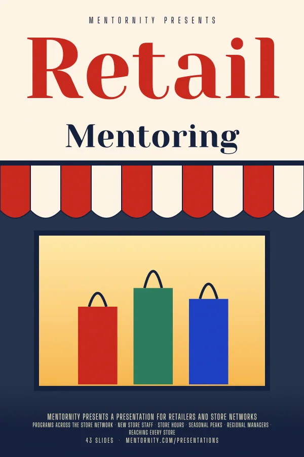 Film-style poster for the Mentoring Program for Retail Store Networks presentation
