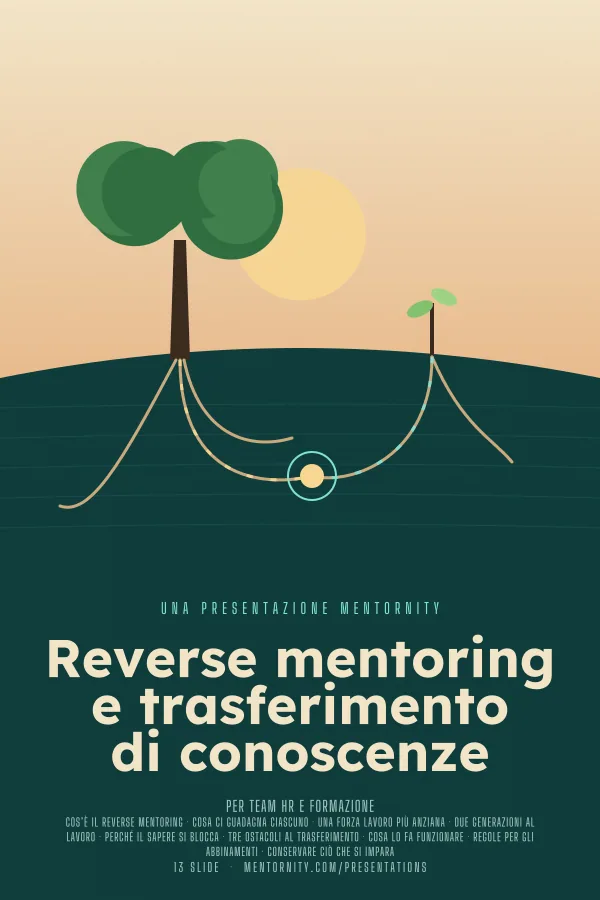 Locandina in stile film della presentazione Reverse mentoring e trasferimento di conoscenze
