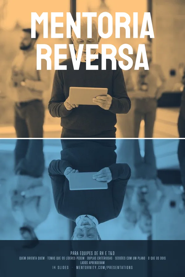 Pôster em estilo de cinema da apresentação Mentoria reversa