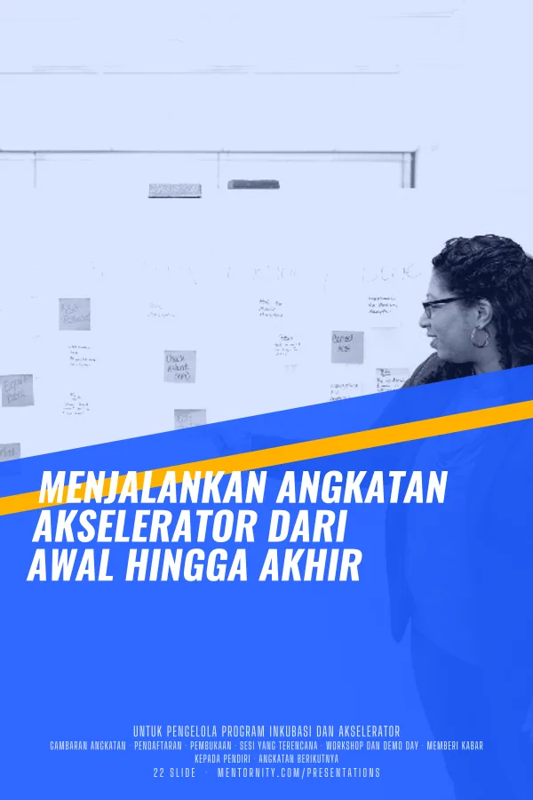 Poster bergaya film untuk presentasi Menjalankan Angkatan Akselerator dari Awal hingga Akhir