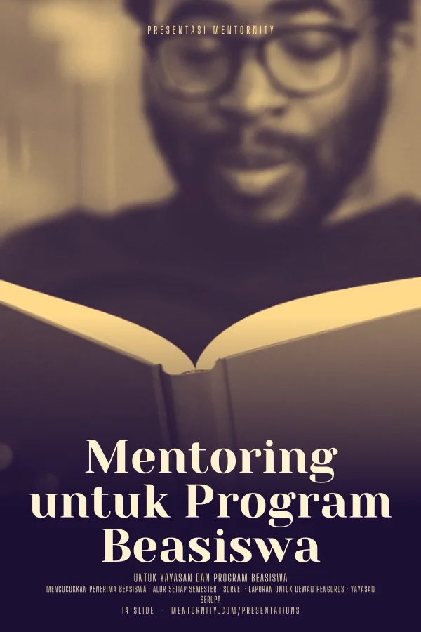 Poster bergaya film untuk presentasi Mentoring untuk Program Beasiswa
