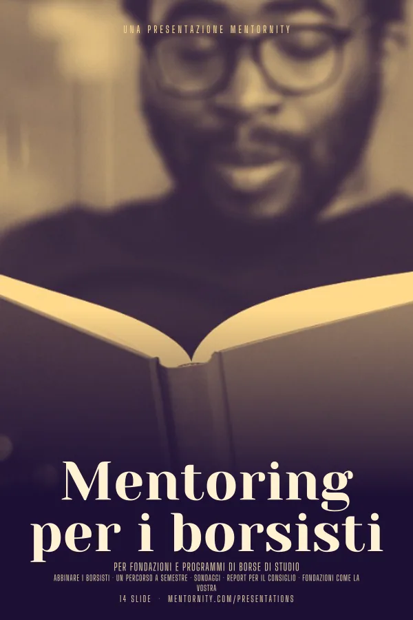 Locandina in stile film della presentazione Mentoring per i borsisti