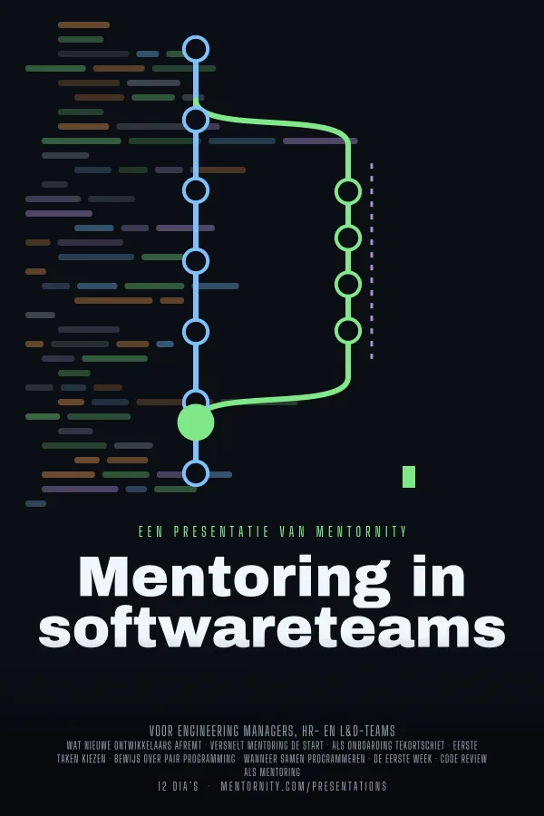Filmposter voor de presentatie Mentoring in softwareteams