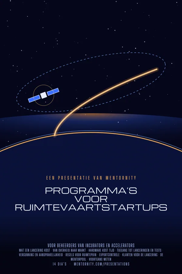 Filmposter voor de presentatie Programma’s voor ruimtevaartstartups