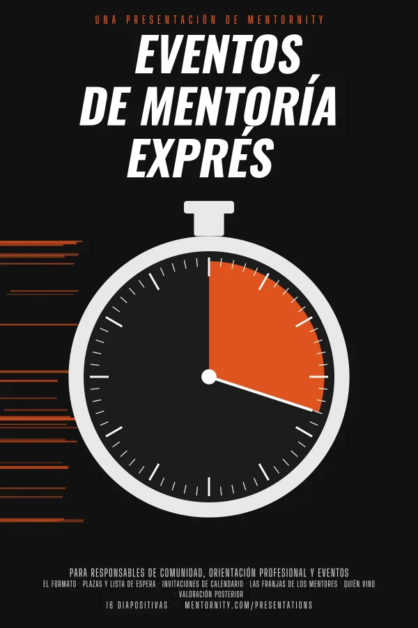 Póster de estilo cinematográfico de la presentación Eventos de mentoría exprés