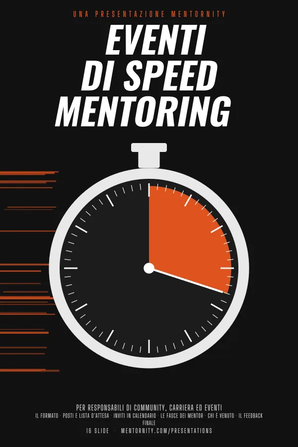 Locandina in stile film della presentazione Eventi di speed mentoring