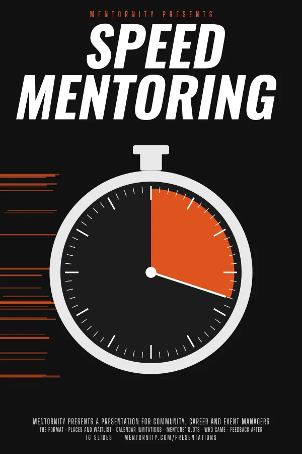Film-style poster for the How to Run Speed and Flash Mentoring Events presentation