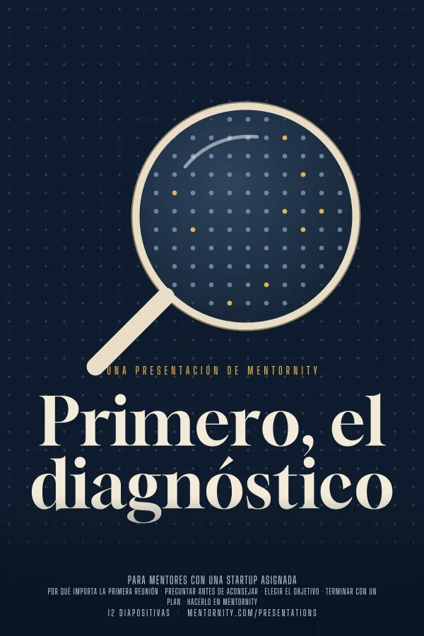 Póster de estilo cinematográfico de la presentación Primero, el diagnóstico
