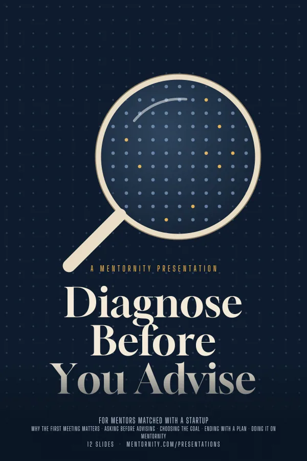 Film-style poster for the Diagnose Before You Advise presentation