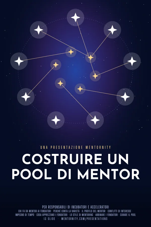 Locandina in stile film della presentazione Costruire un pool di mentor
