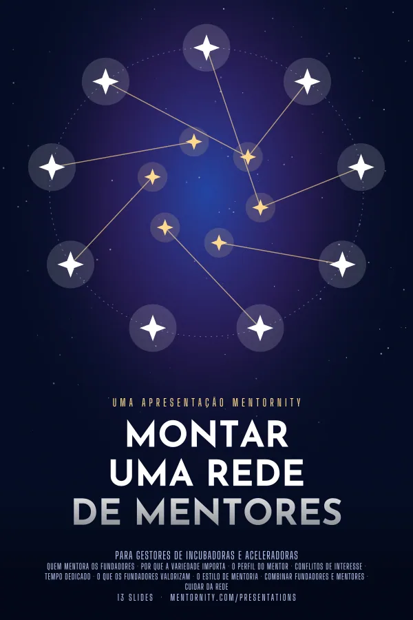 Pôster em estilo de cinema da apresentação Montar uma rede de mentores